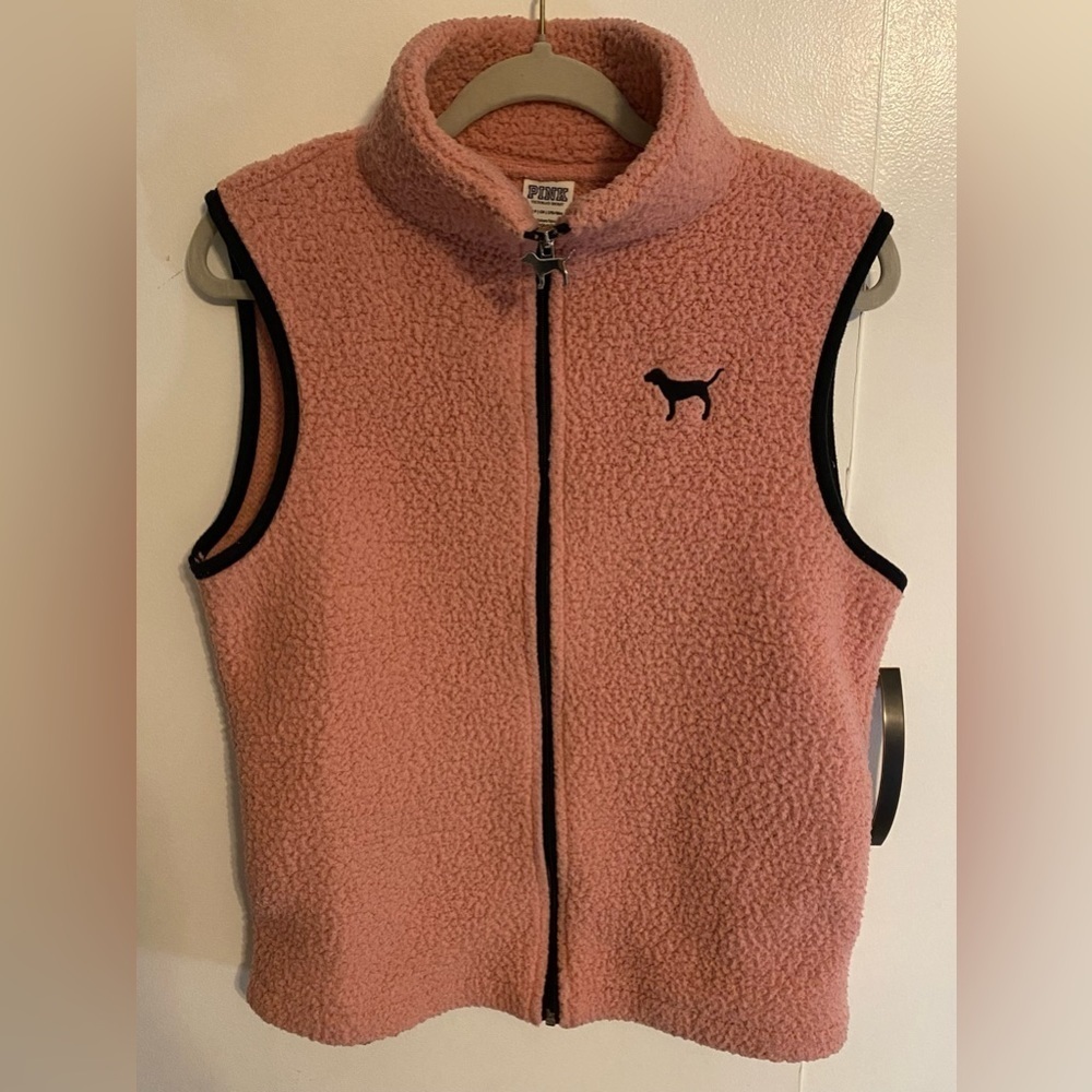 Victoria's Secret Pink Sherpa Vest Sleeveless Full Zip Size Small